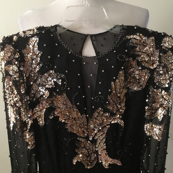 HOST PICK- NITE LINE GOLD/BLACK SEXY SEQUIN DRESS/ IT HAS SHOULDER PADS-SIZE 6 - Picture 10 of 12